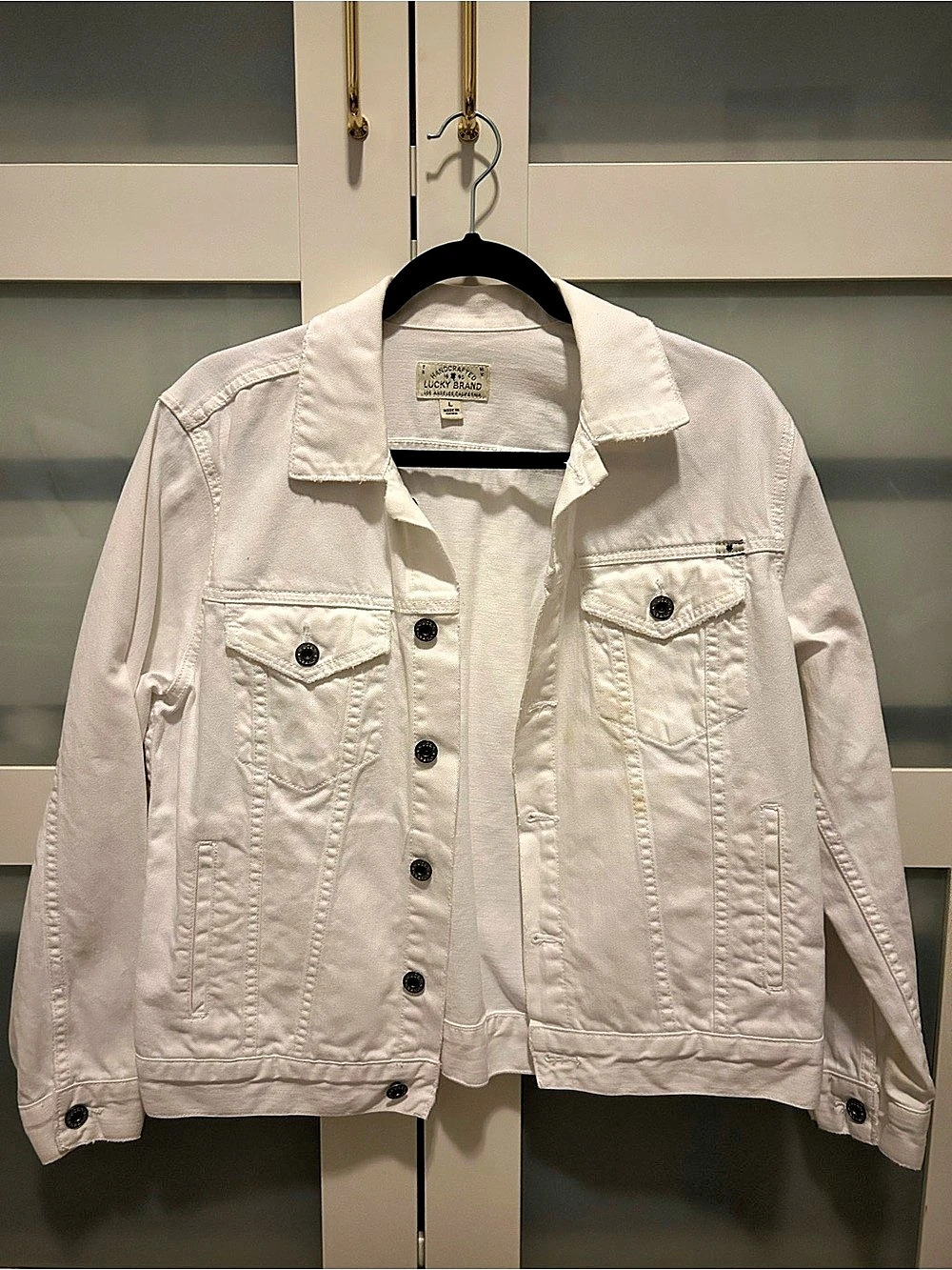 Lucky Brand Classic White Denim Trucker Jacket White
